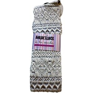 MUK LUKS‎ Over the Knee Socks, Pale Blue & Ivory Design NEW OSFM